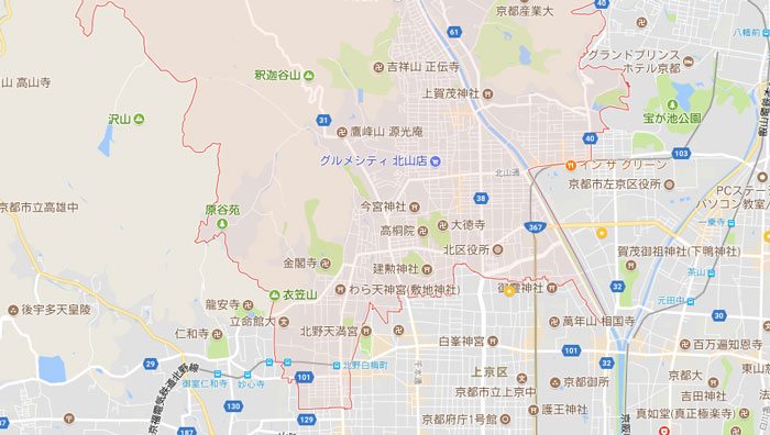 パソコン修理のご対応地域 京都市北区