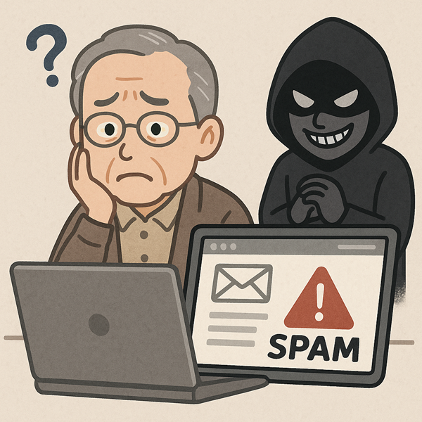 高齢者に多いご相談。迷惑メール・なりすましメールと添付ファイルの安全な見分け方。