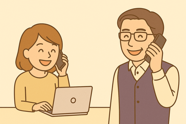 京都のパソコン修理について電話で相談している利用者のイメージ